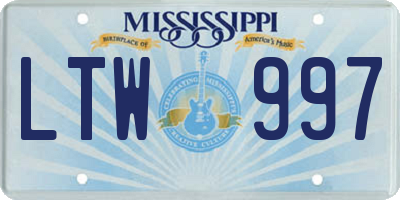 MS license plate LTW997