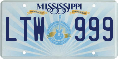 MS license plate LTW999
