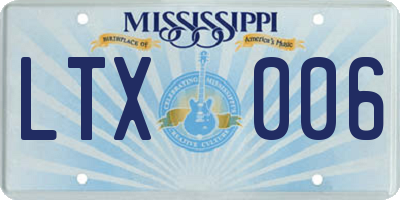 MS license plate LTX006