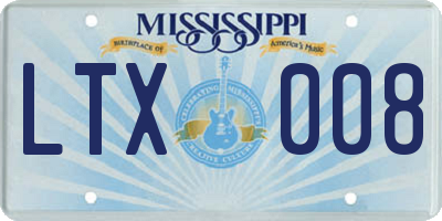 MS license plate LTX008