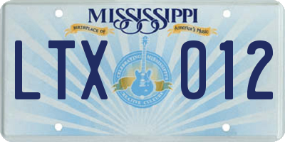 MS license plate LTX012