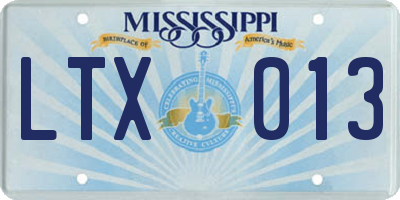 MS license plate LTX013