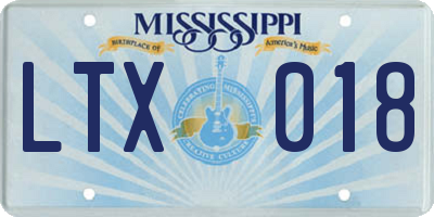MS license plate LTX018