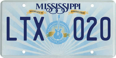 MS license plate LTX020