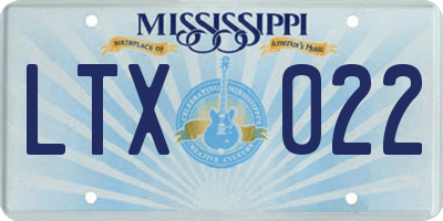 MS license plate LTX022