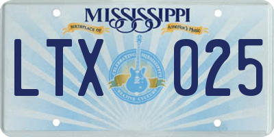 MS license plate LTX025