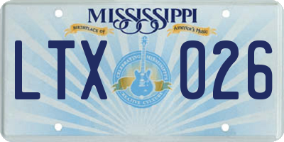 MS license plate LTX026