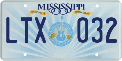 MS license plate LTX032