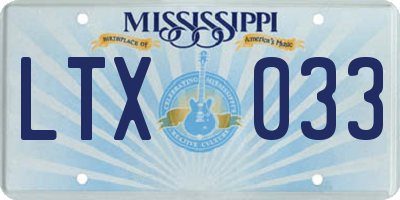 MS license plate LTX033