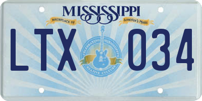 MS license plate LTX034