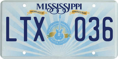 MS license plate LTX036