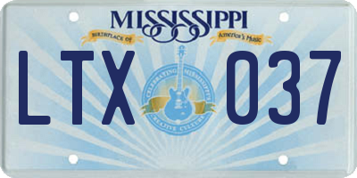 MS license plate LTX037