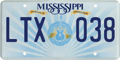 MS license plate LTX038