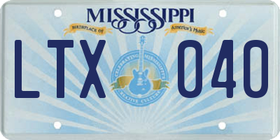MS license plate LTX040