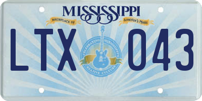 MS license plate LTX043