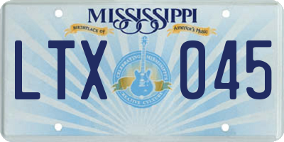 MS license plate LTX045