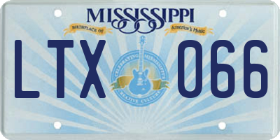 MS license plate LTX066