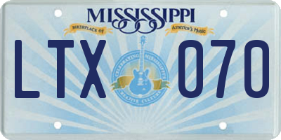 MS license plate LTX070