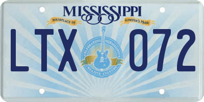 MS license plate LTX072