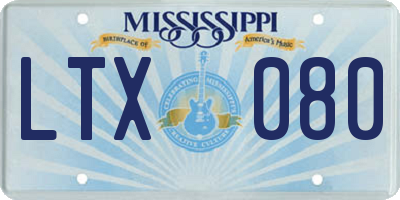 MS license plate LTX080
