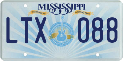 MS license plate LTX088