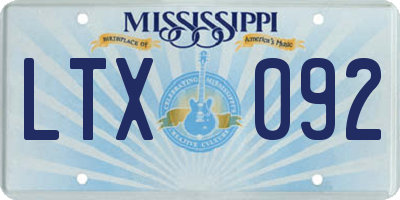 MS license plate LTX092