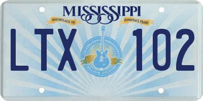 MS license plate LTX102
