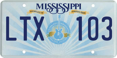 MS license plate LTX103