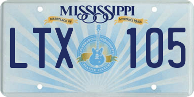 MS license plate LTX105