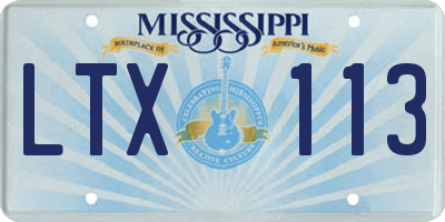 MS license plate LTX113