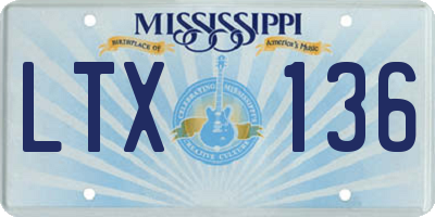 MS license plate LTX136