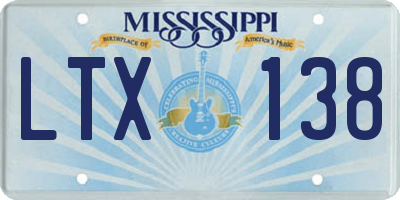 MS license plate LTX138