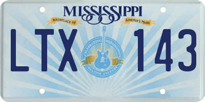 MS license plate LTX143