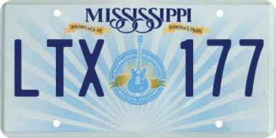 MS license plate LTX177