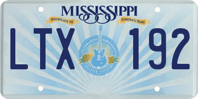 MS license plate LTX192