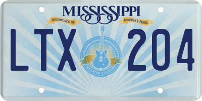 MS license plate LTX204