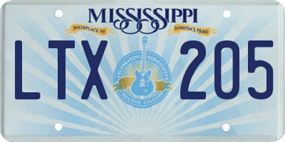 MS license plate LTX205