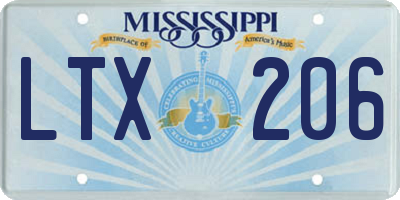 MS license plate LTX206