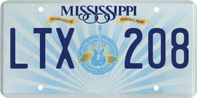 MS license plate LTX208