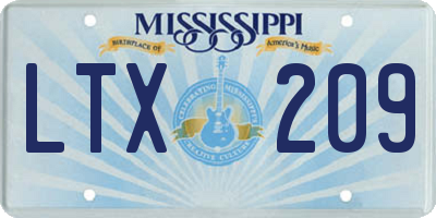 MS license plate LTX209