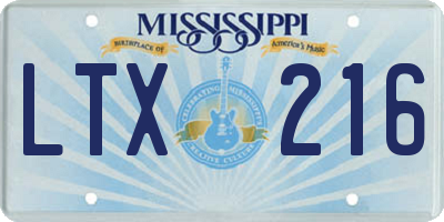 MS license plate LTX216