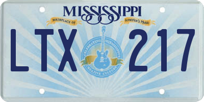 MS license plate LTX217