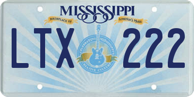 MS license plate LTX222