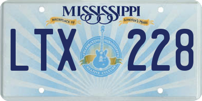 MS license plate LTX228