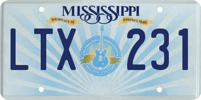 MS license plate LTX231