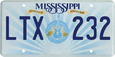 MS license plate LTX232