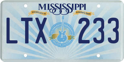MS license plate LTX233