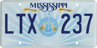 MS license plate LTX237