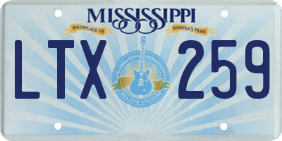 MS license plate LTX259
