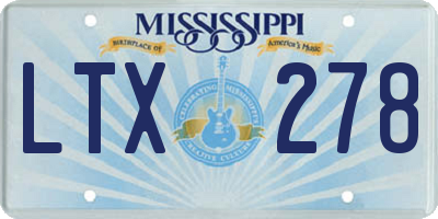 MS license plate LTX278